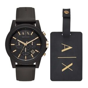 Armani Exchange Black Gold Men’s Watch Gift Set